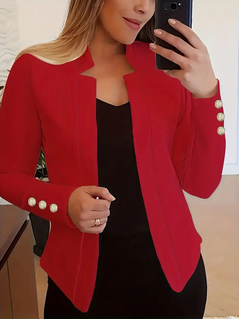LM | Long-sleeved blazer with open button placket for spring