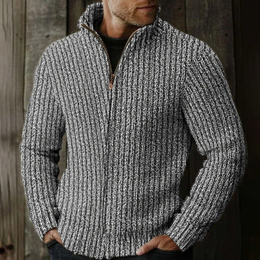 Men's Vintage Fairman Island Colorful Knitted Pattern Zip Sweater artswardrobe