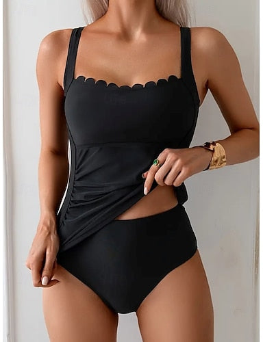 Swimwear One Piece Monokini Briefs Swimsuit Tummy Control High Waist Slim Backless Vacation Beach Wear Color Scoop Neck Sleeveless Bathing Suits