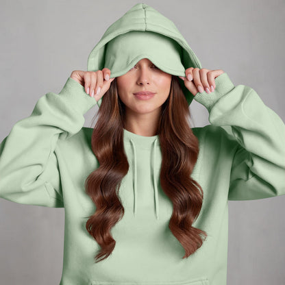Comstylish Unisex Airplane Mode Travel Casual Cotton Blend Eye Mask Hoodie