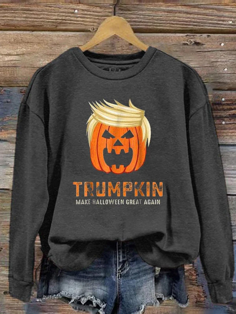 Comstylish Women's Trumpkin Make Halloween Great Again Halloween Fun Print Sweatshirt