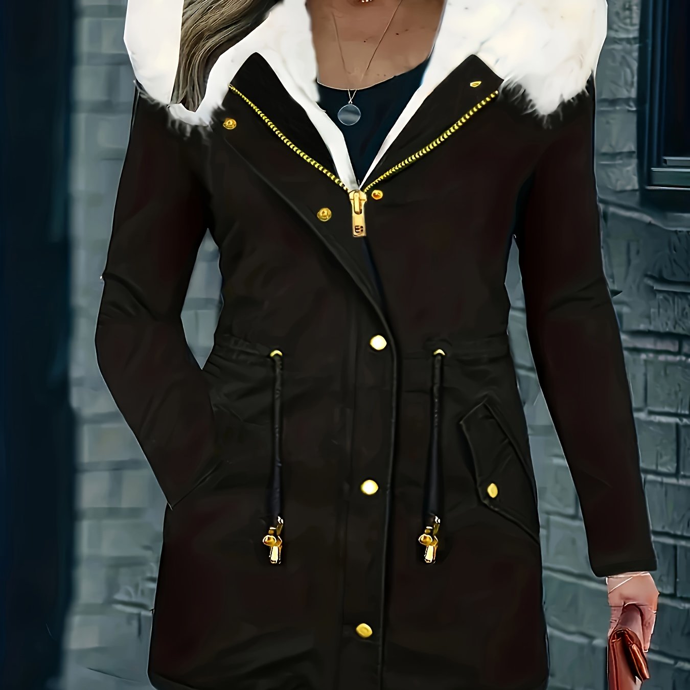 LM | Casual jacket with hood and faux fur