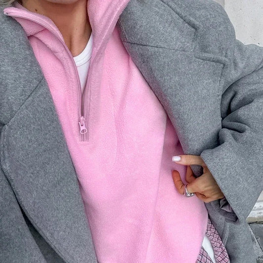 LM | Fleece pullover with half zipper