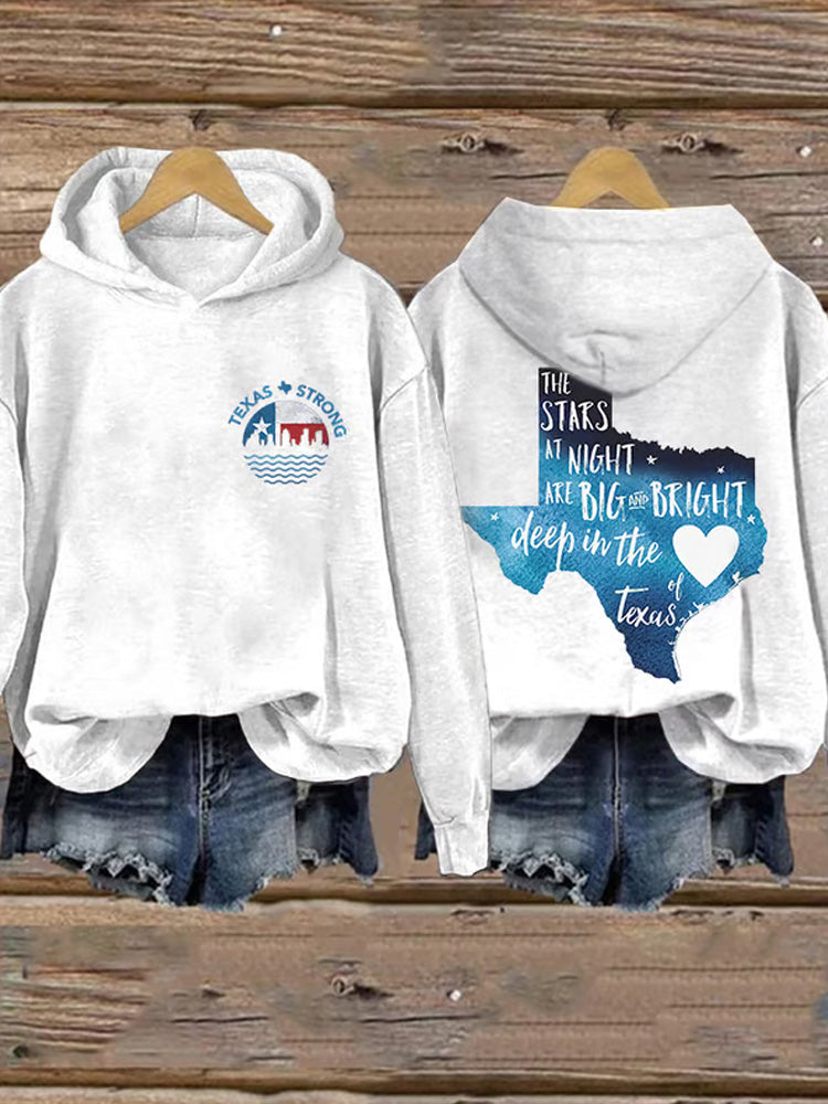 Comstylish Retro Retro Texas Strong The Stars At Night Are Big And Bright Deep In The Heart Of Texas Print Hoodie