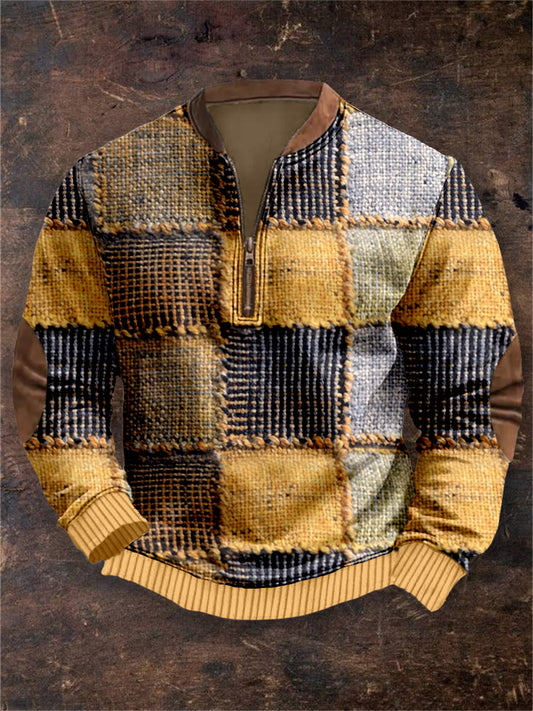 Men's Square Geometric Patchwork Cozy Sweatshirt artswardrobe