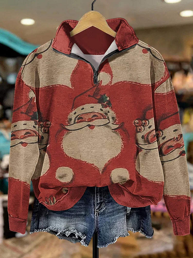 Comstylish Women's Casual Santa Claus Picture Print Sweatshirt