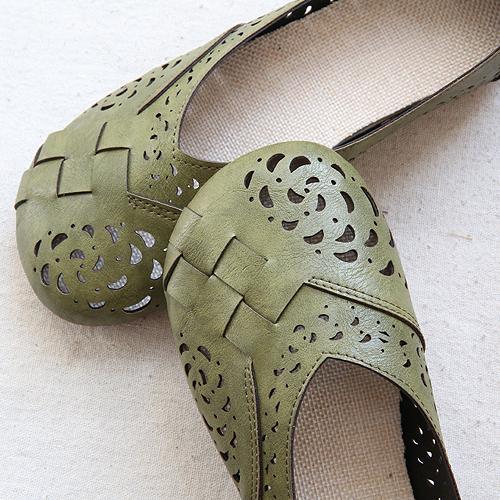 LM | Breathable leather flats in vintage style