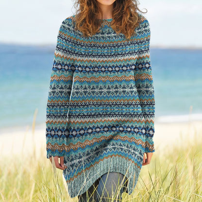 Vintage Icelandic Pattern Knitted Sweater Dress elevenforest