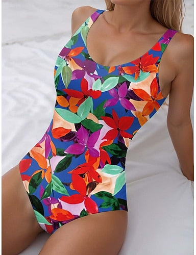 One Piece Swimsuit Slimming Monokini Backless Tummy Control High Waist Slim Vacation Beach Wear Ombre U Neck Sleeveless Bathing Suits