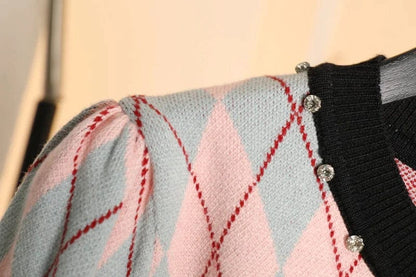 LM | MW Vintage diamond check knit sweater