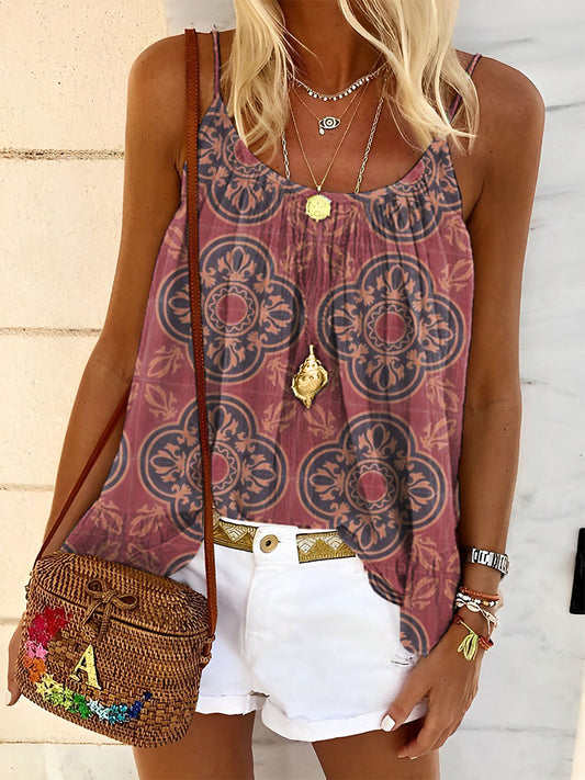 Retro Pattern Women's Print Tank Top