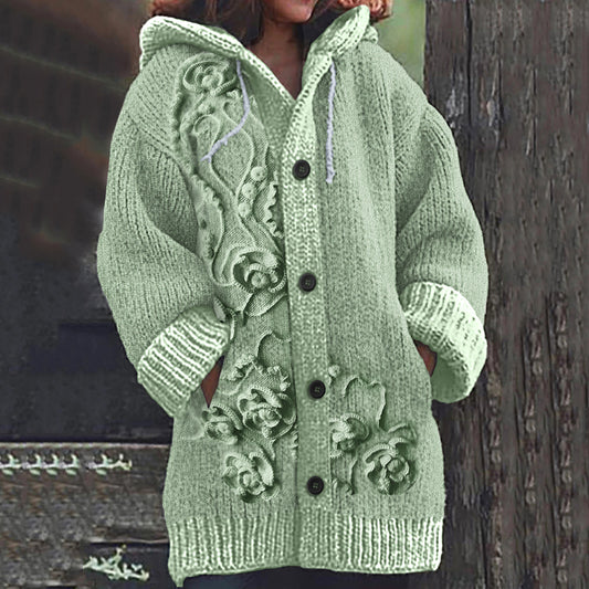Vintage Tribal Floral Jacquard Art Cozy Cardigan Sweater artswardrobe