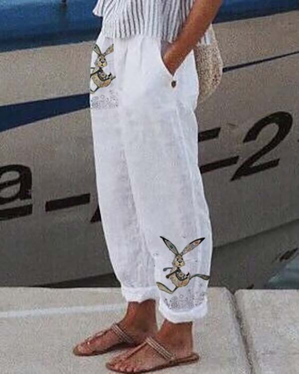 Casual Simple and Fun Bunny Pants