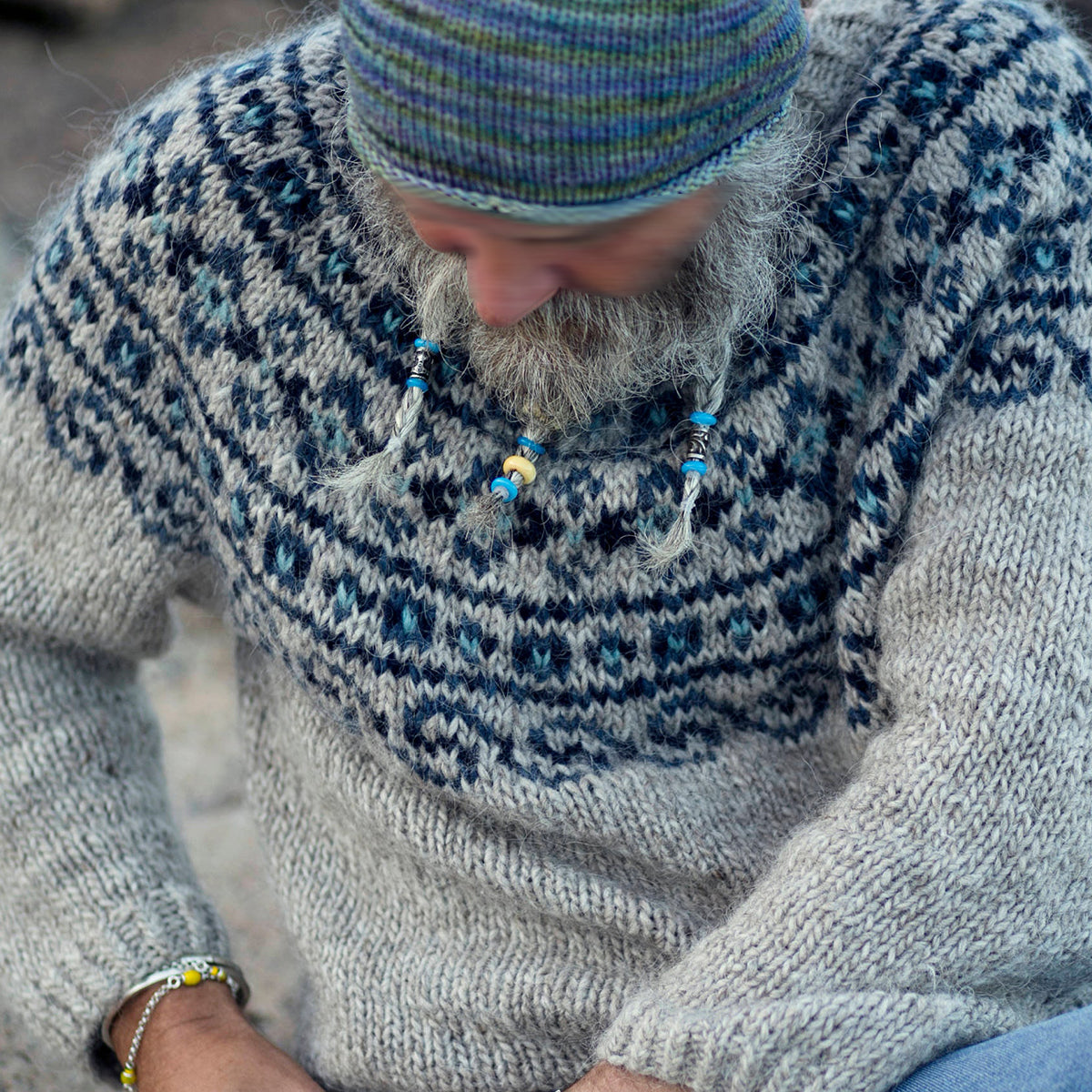 Vintage Beautiful Norwegian Knit Jacquard Crew Neck Sweater（Unisex） elevenforest