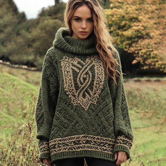 Women's Knit Jacquard Hooded Sweater elevenforest