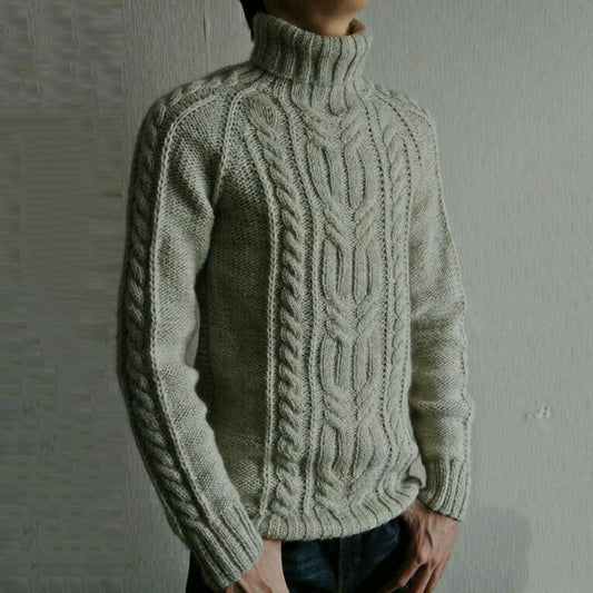 Mens Vintage High Neck Jacquard Weave Knitted Cozy Sweater elevenforest