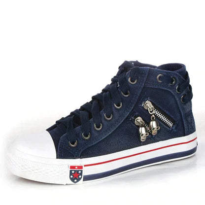 LM | Denim sneakers with white soles