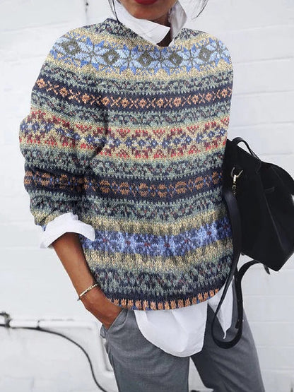 LM | Geometric patterned sweater in vintage style