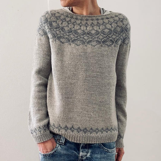 Geometric Print Long Sleeve Knitted Pullover Sweater elevenforest