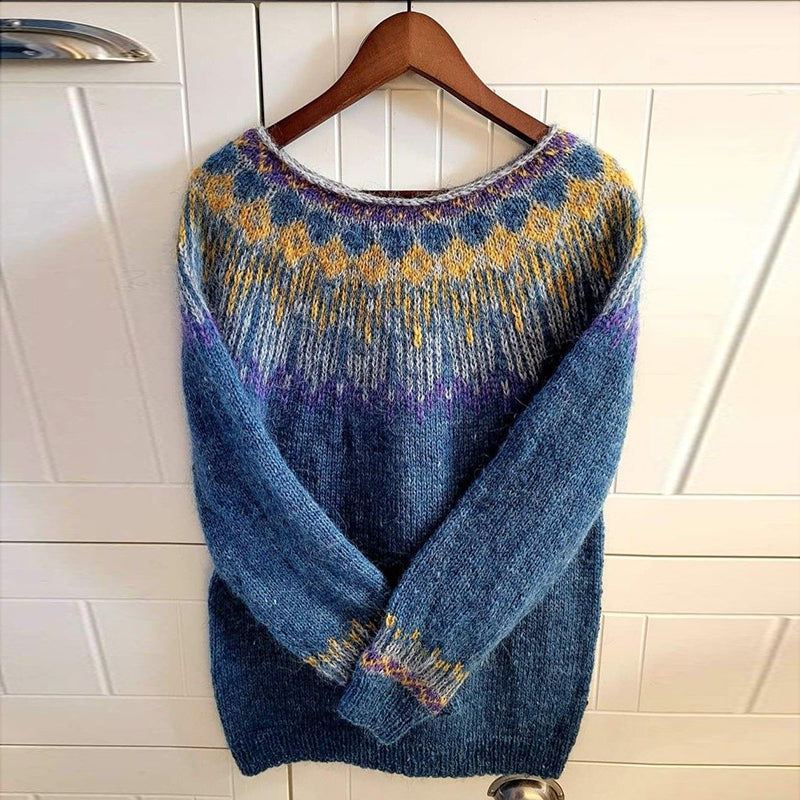 Vintage Icelandic Knitted Jacquard Sweater (Unisex) elevenforest
