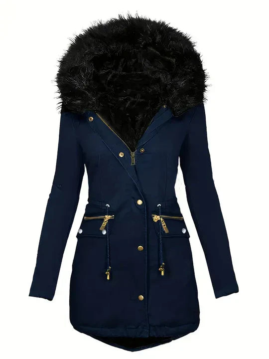 LM | Parka jacket with faux fur hood and drawstring