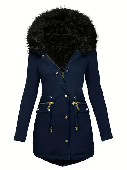 LM | Parka jacket with faux fur hood and drawstring