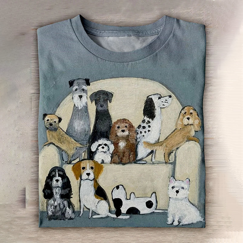 Comstylish Funny Cute Dogs Art Print Casaul Short Sleeve T-Shirt