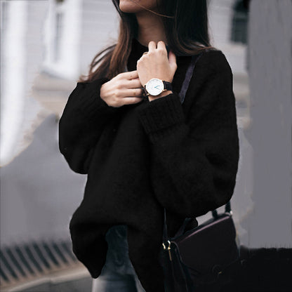 Vintage Loose Crew Neck Solid Color Sweater elevenforest