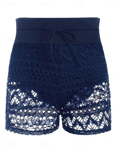 Swimwear Swim Shorts Stretchy Boxer Shorts High Waist Swimsuit Cutout Drawstring Lace Vacation Beach Wear Color Sleeveless Bathing Suits