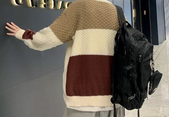 LM | Patchwork jacquard knit sweater