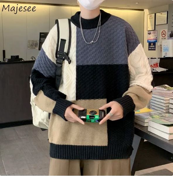 LM | Patchwork jacquard knit sweater