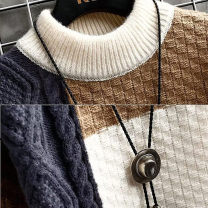 LM | Patchwork jacquard knit sweater