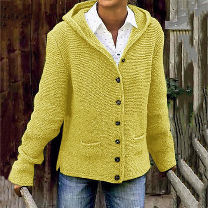 Vintage Double Pocket Hooded Solid Sweater Cardigan elevenforest