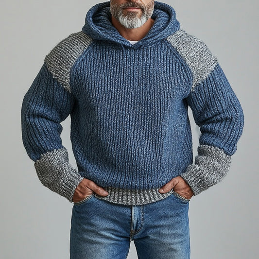 Men's Vingate Contrast Wool Blend Chunky Knit Hooded Sweater artswardrobe