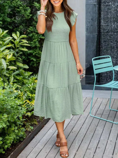 LM | Midi dresses with short sleeves for women