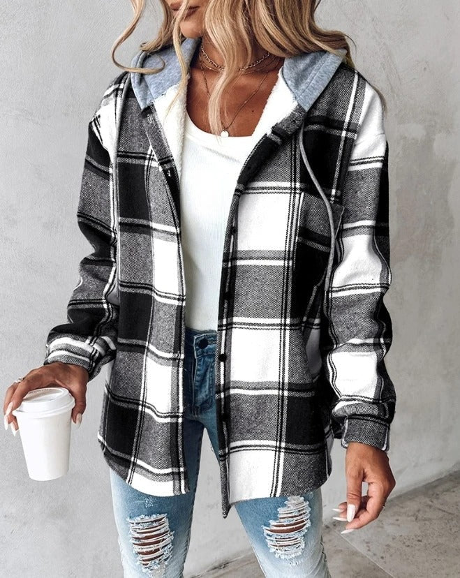 LM | warm check jacket with hood
