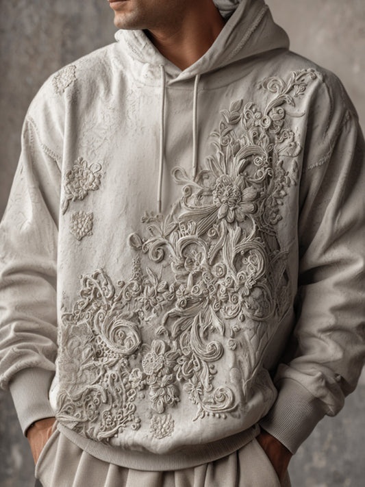Men's Casual Retro Bohemian Embroidered Print Hoodie artswardrobe
