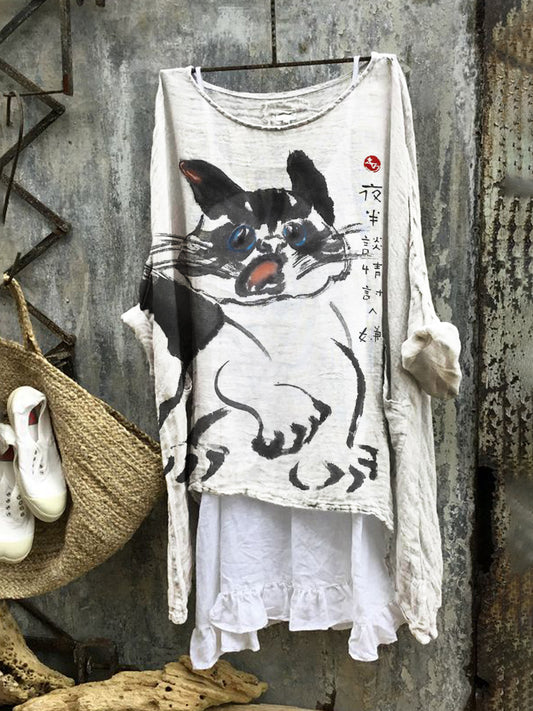 Scaredy Cat Women's Linen Flutter Tunic elevenforest