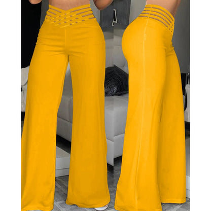LM | Elastane flare pant with crossed waistband