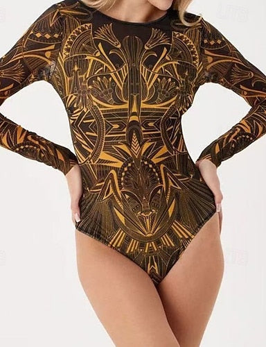 Bathing Suit Swimsuits One Pieces Elastic Long Sleeve Swimwear Surfing Beach Vacation Summer