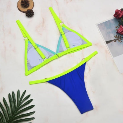 Benedetta® | Heidi-mode Two-piece Bikini Swimsuit With Gold-colored Metal Rings and Triangular Cups
