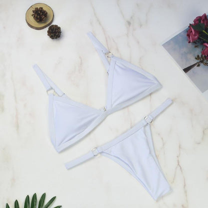 Benedetta® | Heidi-mode Two-piece Bikini Swimsuit With Gold-colored Metal Rings and Triangular Cups