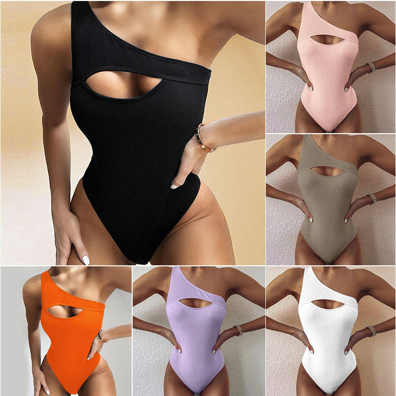 Kristi® | New Bikini Color One-shoulder One-piece Swimsuit