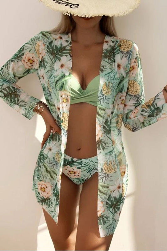 Rosalía® | Tropical Print Wrap Underwire Bikini With Cover-up