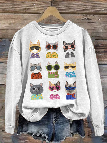 Comstylish Cute Cat Print Sweatshirt