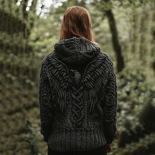 Women's Viking Tribal Bird Celtic Knotwork Hooded Sweater artswardrobe