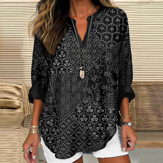 Comstylish Japanese Traditional Sashiko Patchwork Linen Tunic