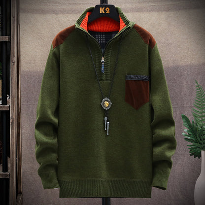 Men's Vintage Knitted Stand Collar Sweater elevenforest