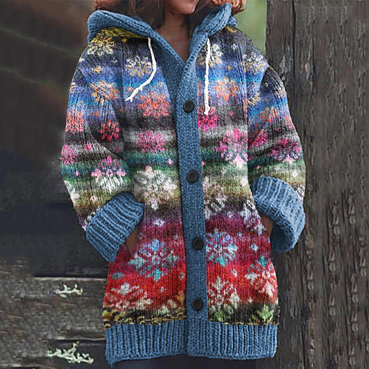 Vintage Snowflake Icelandic Knit Jacquard Warmth Print Women's Sweater elevenforest