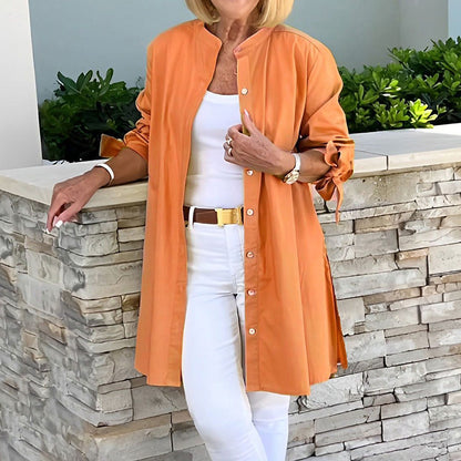 Comstylish Solid Color Simple Linen Blend Shirt